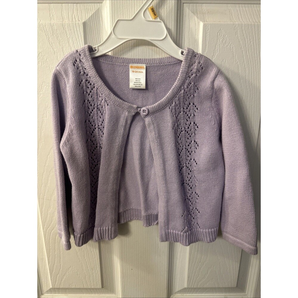 Gymboree Baby Girl Purple Pointelle Knit Cardigan Sweater 18-24 Months